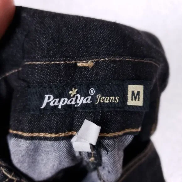 Papaya Jeans Denim Overall Shorts Womens M Dark Wash Adjustable Straps Y2K Indie - Picture 9 of 10